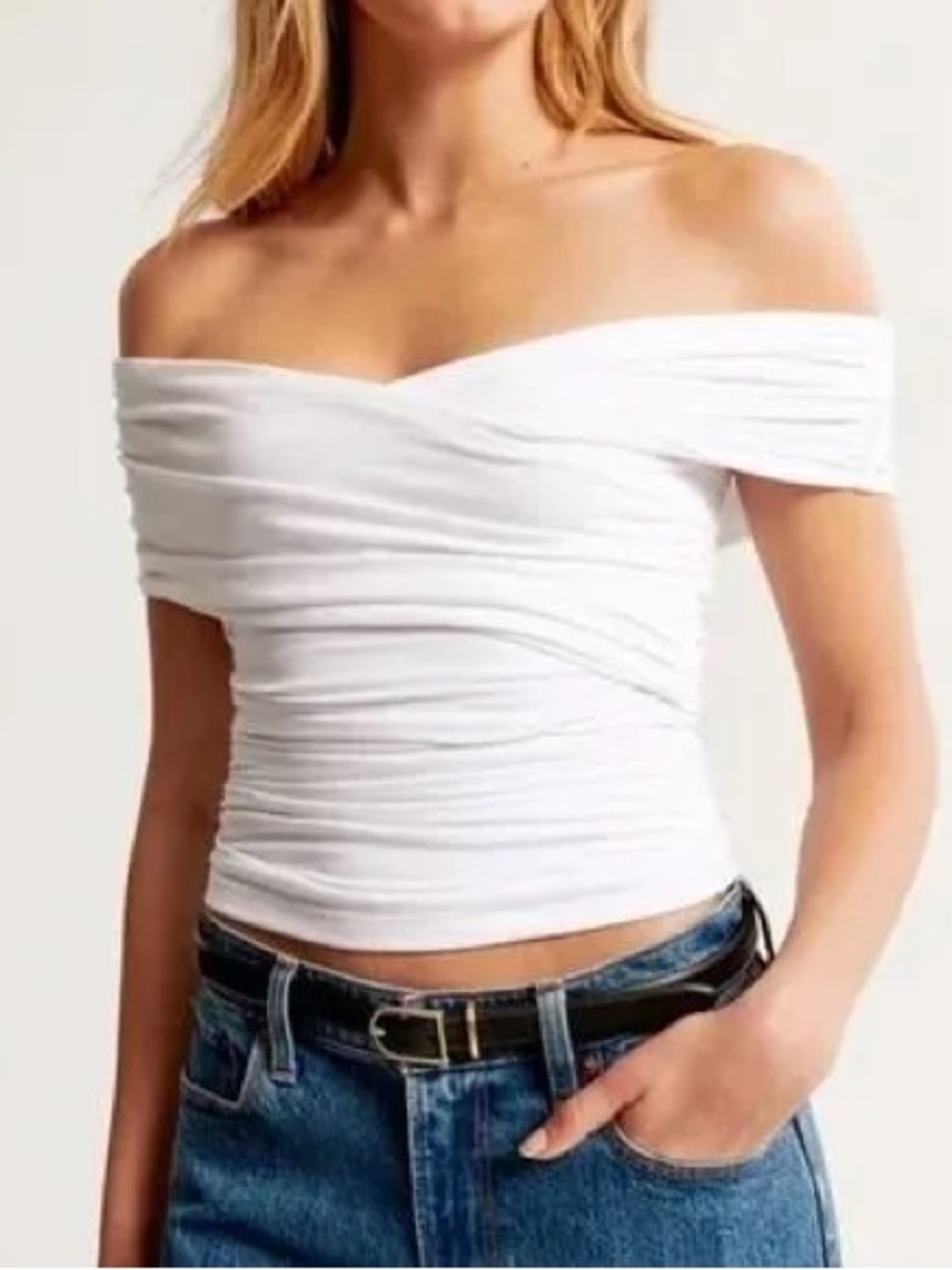 Off-The-Shoulder Ruched Wrap Top